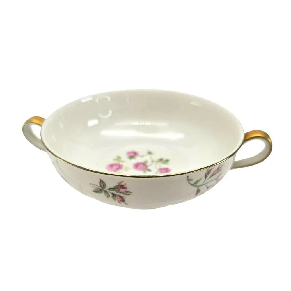 Delaware Soup Bowl Vintage Rose Double Handled Theodore Haviland Limoges  jj3707